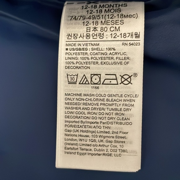 Gap Blue Camo Puffer Vest size 12-18 months - Picture 6 of 6